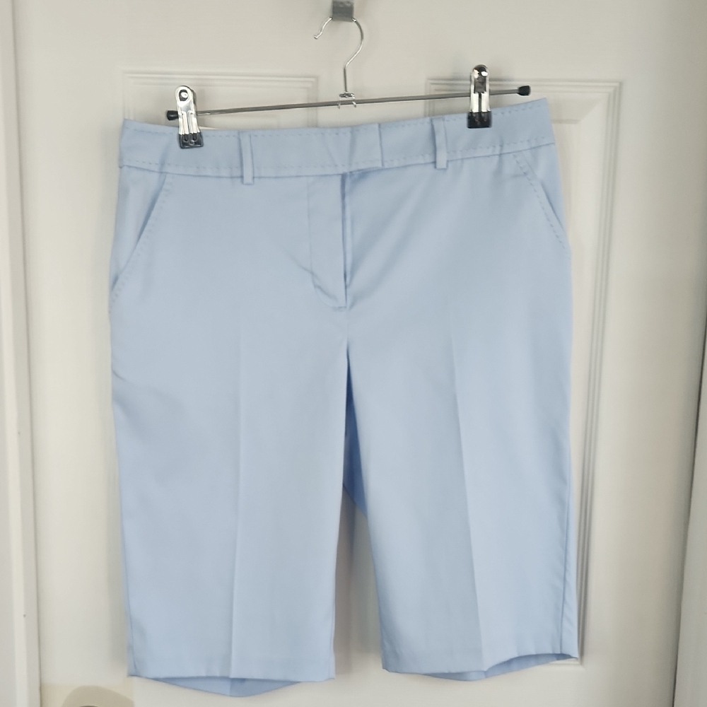 Greg Norman Collection Blue Bermuda Shorts Tailored Cotton Blend